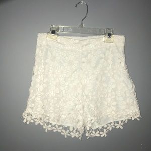 White high wasted floral shorts